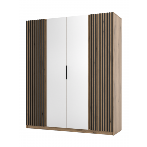 Nowoczesna szafa 4-drzwi lamele lustro 200 cm KLARA dąb evoke